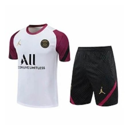 Kit Camisa + Short PSG Treino Branco+ Vinho 21/22