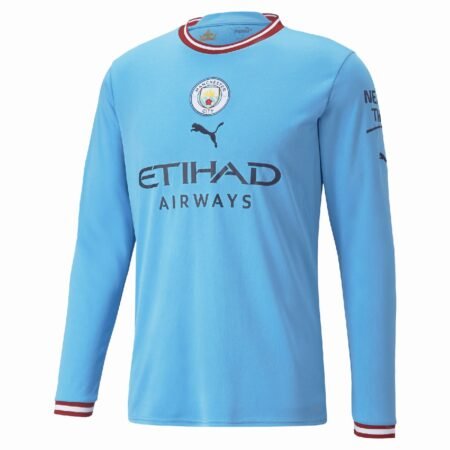 Camisa Manga Longa Manchester City Azul 2022