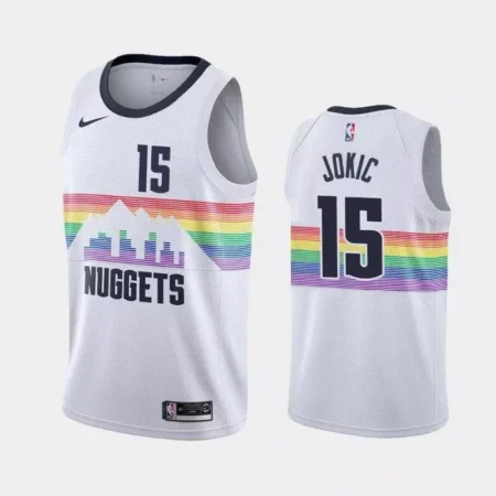 Regata NBA Denver Nuggets Jokic 15 Branca