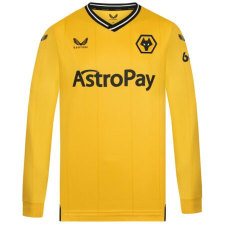 Nova Camisa Wolverhampton Amarela Home 2023/24 Manga Longa