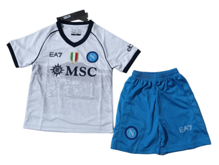 Kit Infantil Napoli Away Branca 2023/24 Unissex