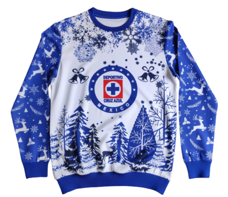 Blusa de Frio Cruz Azul Merry Christmas Azul