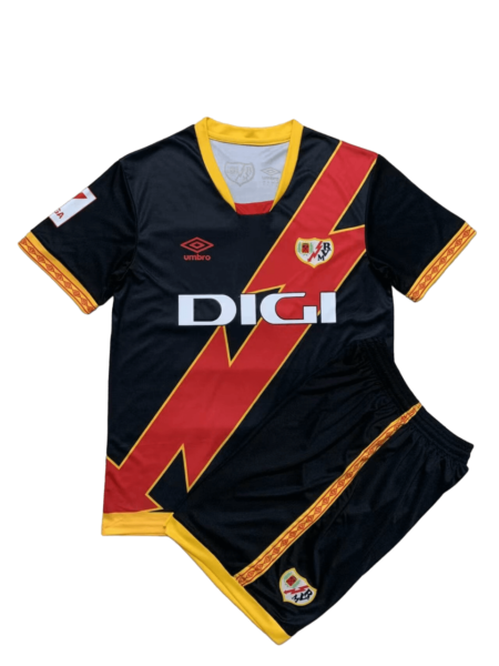 Kit Infantil Rayo Vallecano Home Preta 2023/24 Unissex