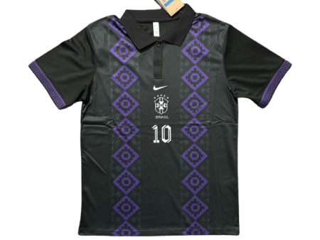 Camisa Brasil Polo Preta/Roxo 2023/24 Masculina