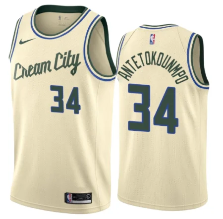 Regata NBA Milwaukee Bucks Cream Antetokounmpo #34