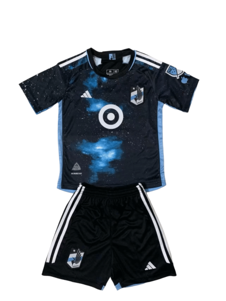 Kit Infantil Minnesota United Preta/Azul Celeste 2024/25 Unissex