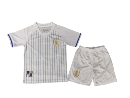 Kit Infantil Uruguai Branca Away II 2024/25 Unissex