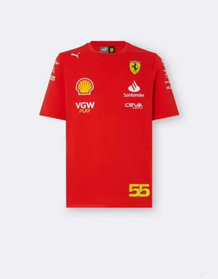 Camiseta Scuderia Ferrari F1 Sainz 55 Vermelha 2024 Team