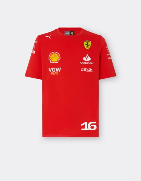 Camiseta Scuderia Ferrari F1 Charles Leclerc Vermelha 2024 Team