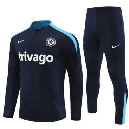 Conjunto Chelsea Treino Jaqueta/Calça Azul Escura Jogador 2024/25