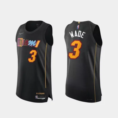 Regata NBA AUTHENTIC 75º Aniversário Miami Heat Preta 21-22 Wade #3