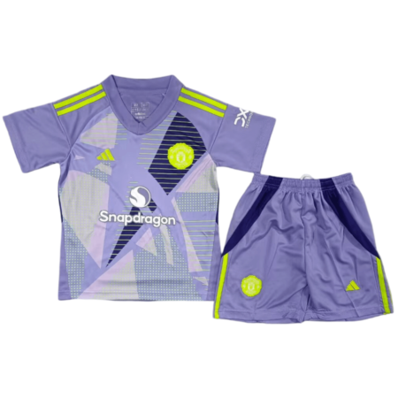 Kit Infantil Manchester United Roxo Goleiro 2024/25 Unissex