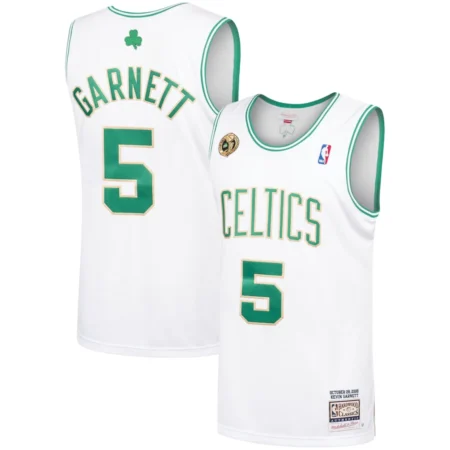 Regata NBA Mitchell & Ness Boston Celtics Branca 2008 Garnett #5