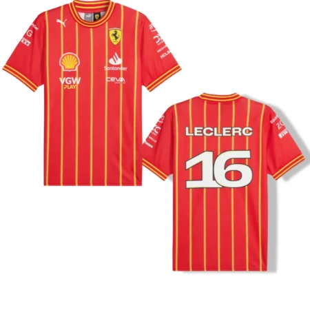 Camisa Scuderia Ferrari F1 Especil Futebol Lecrerc #16Vermelha 2024