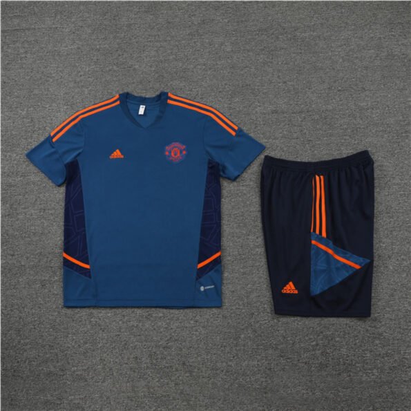 Conjunto Manchester United Treino Camisa e Short Azul 2022