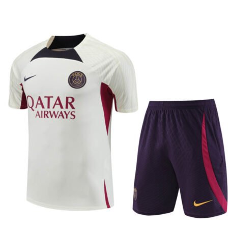 Conjunto PSG Treino Camisa e Short Bege/Roxo 2023/24