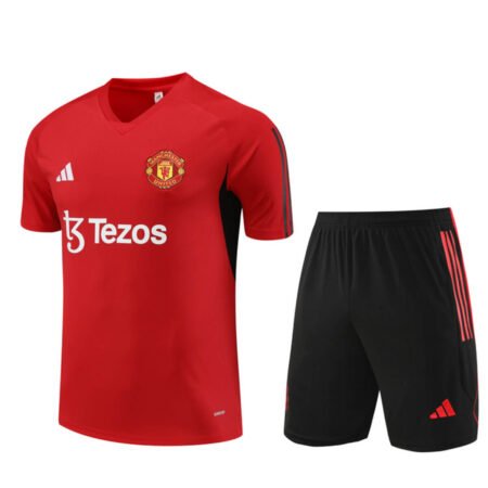 Conjunto Manchester United Treino Camisa e Short Vermelho/Preto 2023/24