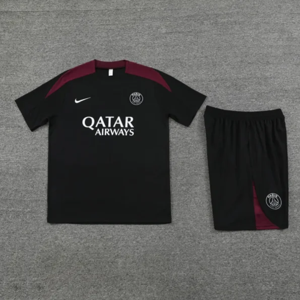 Conjunto PSG Treino Camisa e Short Preta/Vinho 2024/25