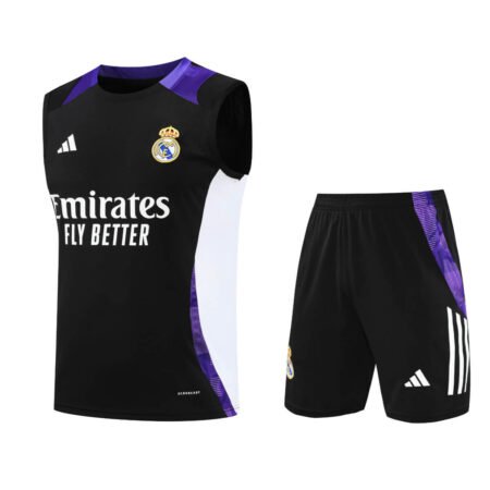 Kit Regata e Short Real Madrid Treino Preto/Roxo 2024/25