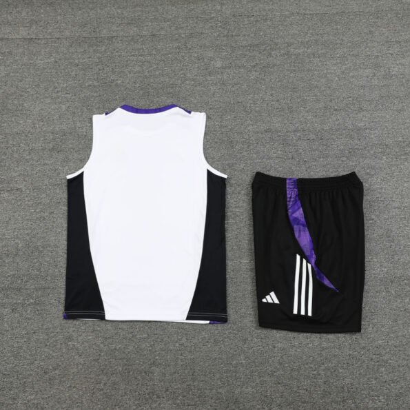 Kit Regata e Short Real Madrid Treino Branco/Roxo 2024/25