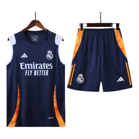 Kit Regata e Short Real Madrid Treino Azul Escuro 2024/25